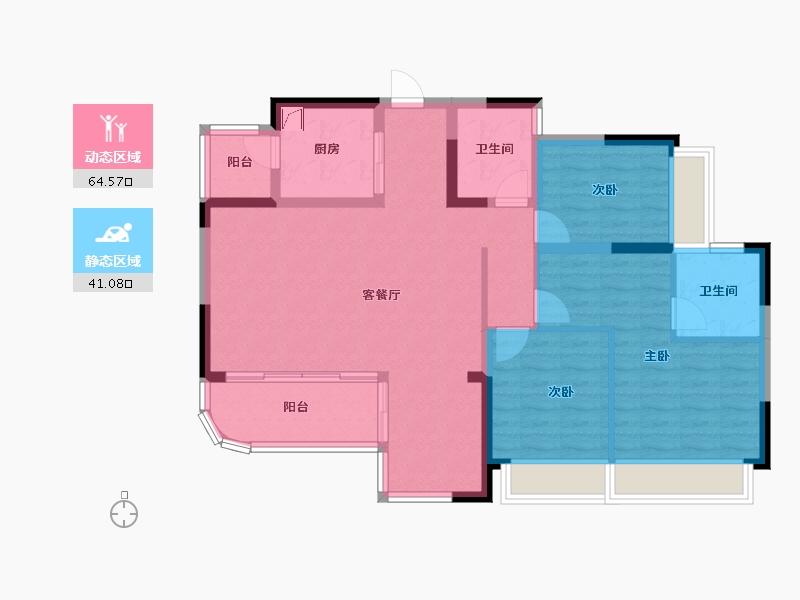 四川省-成都市-旭辉恒基江与山-94.55-户型库-动静分区