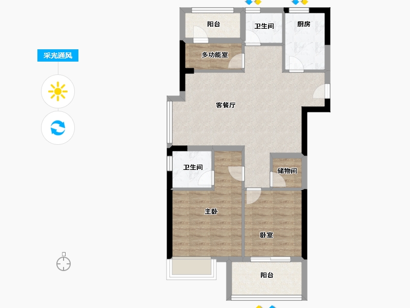 浙江省-宁波市-荣安·秋和月明-71.20-户型库-采光通风