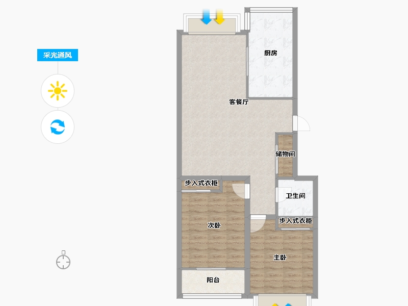 浙江省-杭州市-东新园新湖苑-81.08-户型库-采光通风