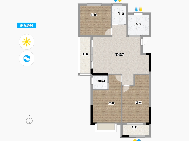 浙江省-宁波市-和悦·上观府-93.60-户型库-采光通风