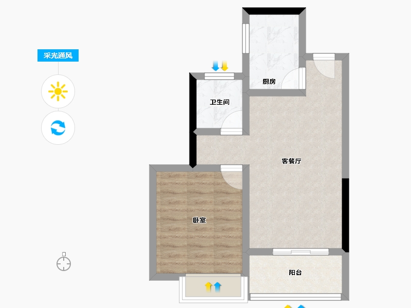 浙江省-杭州市-耦贤里-48.77-户型库-采光通风