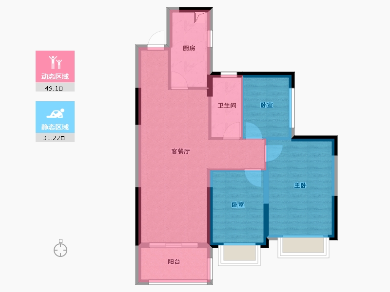 广东省-广州市-广州恒大悦府-71.63-户型库-动静分区