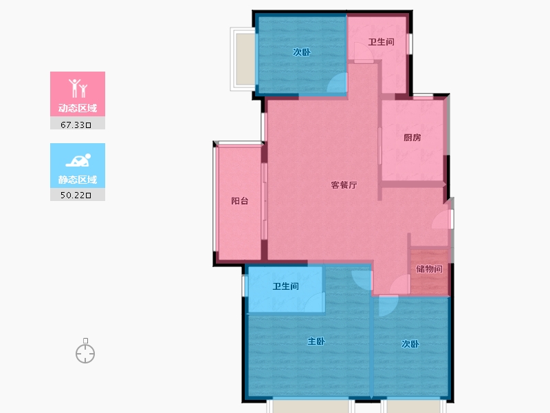 上海-上海市-越秀仁恒·天樾园和-106.40-户型库-动静分区