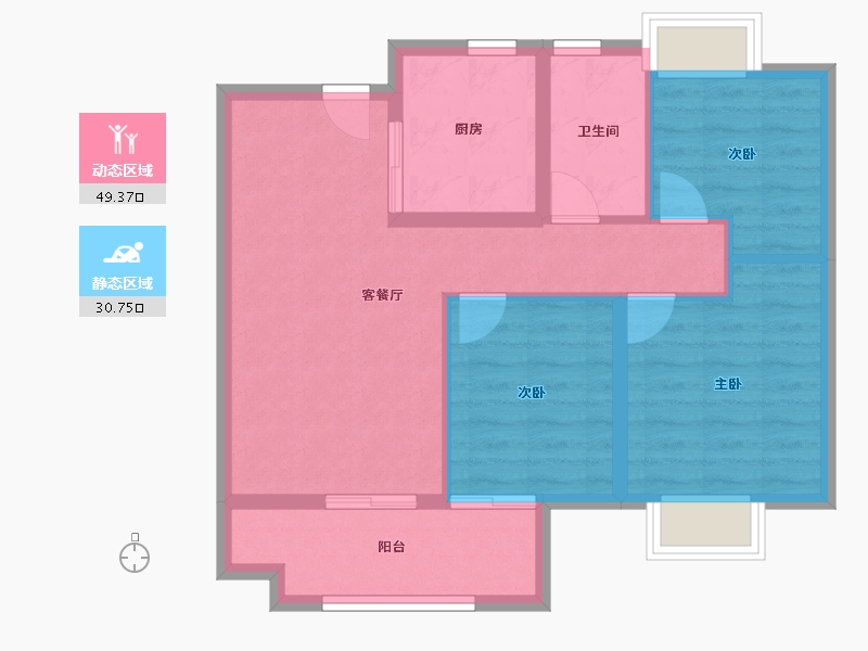 江西省-南昌市-江铃龙湖•云璟-71.64-户型库-动静分区