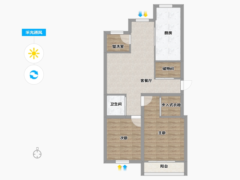 浙江省-杭州市-东新园新湖苑-67.42-户型库-采光通风