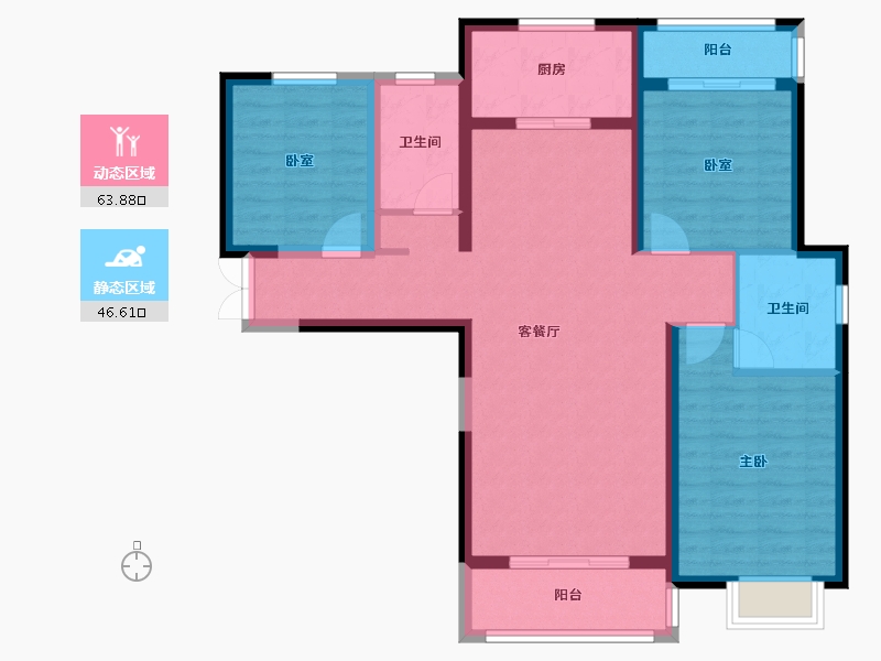 甘肃省-定西市-贵清文苑-98.66-户型库-动静分区