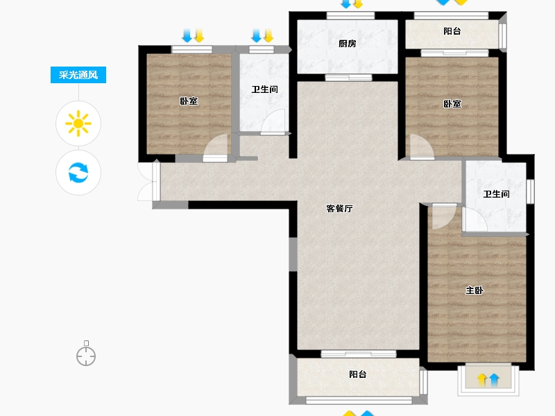 甘肃省-定西市-贵清文苑-98.66-户型库-采光通风