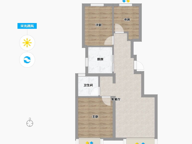北京-北京市-春和印象-58.42-户型库-采光通风