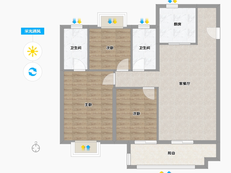 江西省-南昌市-江铃龙湖•云璟-88.01-户型库-采光通风