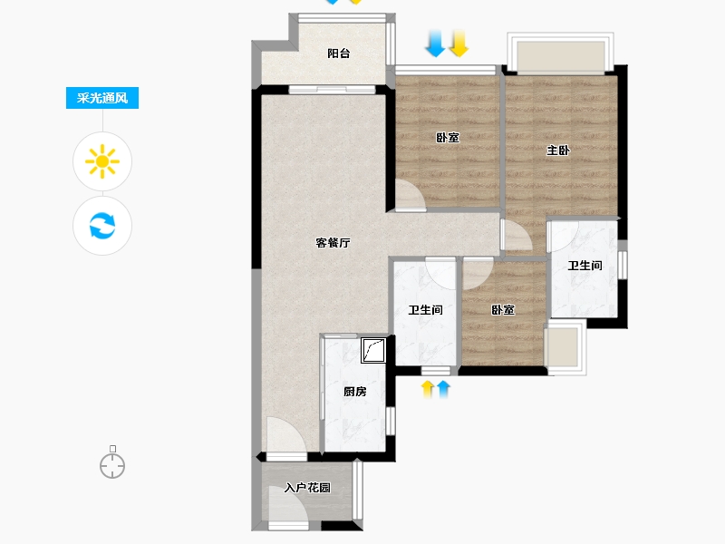 广东省-广州市-万科黄埔新城-75.31-户型库-采光通风