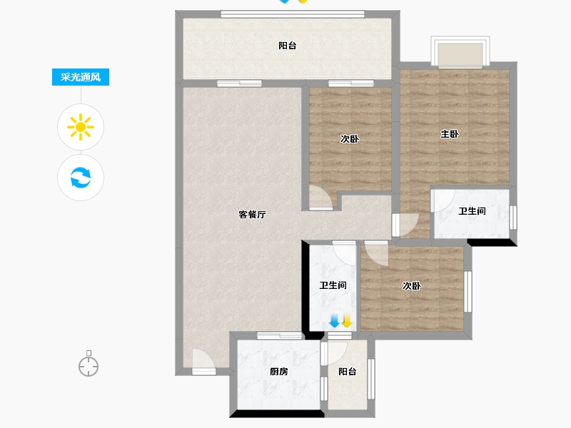 广东省-江门市-珑城半山-126.00-户型库-采光通风