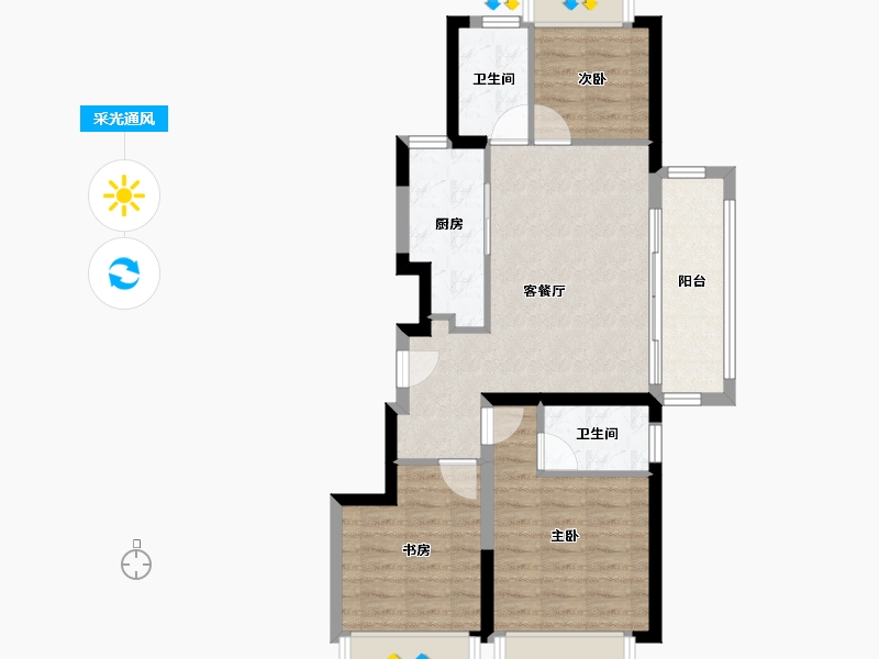 上海-上海市-华发建发古美华庭-70.57-户型库-采光通风