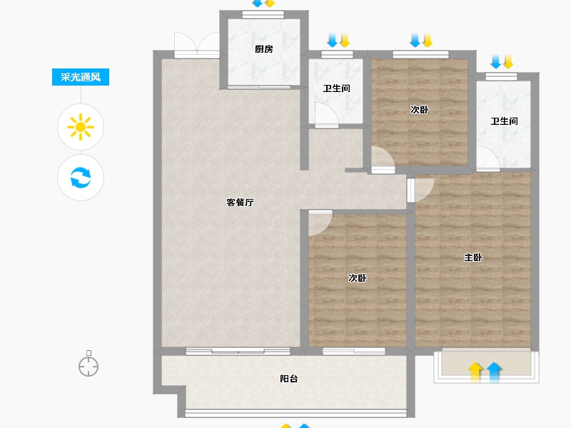 河南省-商丘市-建业十八城7期·天境-108.00-户型库-采光通风