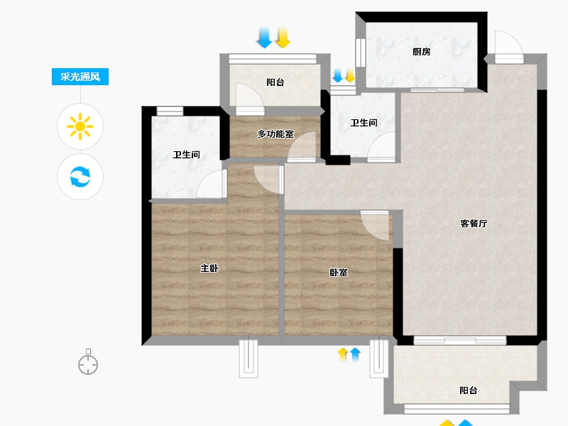 浙江省-宁波市-荣安·秋和月明-71.20-户型库-采光通风