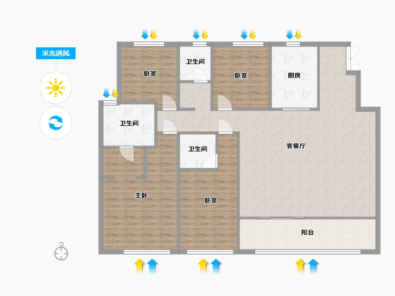 江苏省-苏州市-琴臻雅苑-152.49-户型库-采光通风