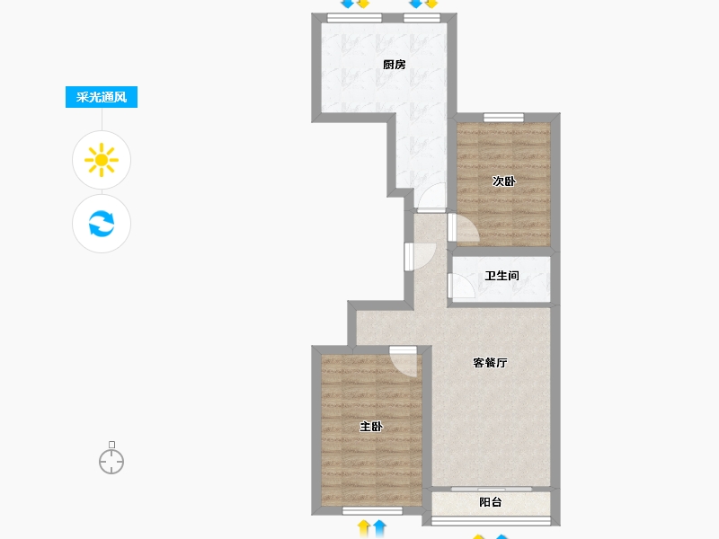 北京-北京市-北街家园(八区)-62.95-户型库-采光通风