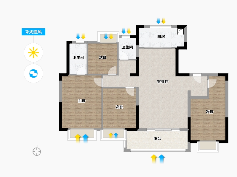 上海-上海市-中建玖海云天-114.40-户型库-采光通风