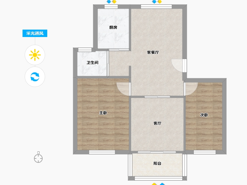 浙江省-宁波市-联丰北区-60.88-户型库-采光通风