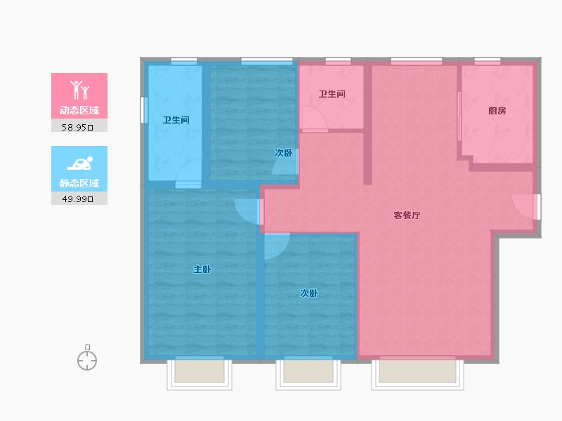 北京-北京市-京投发展·北熙区-98.40-户型库-动静分区