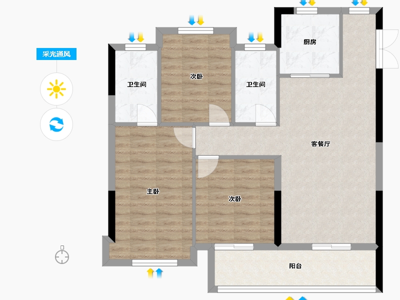 福建省-三明市-冠泰状元里-82.00-户型库-采光通风