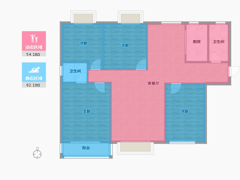 湖北省-孝感市-宇济槐荫天地-106.92-户型库-动静分区