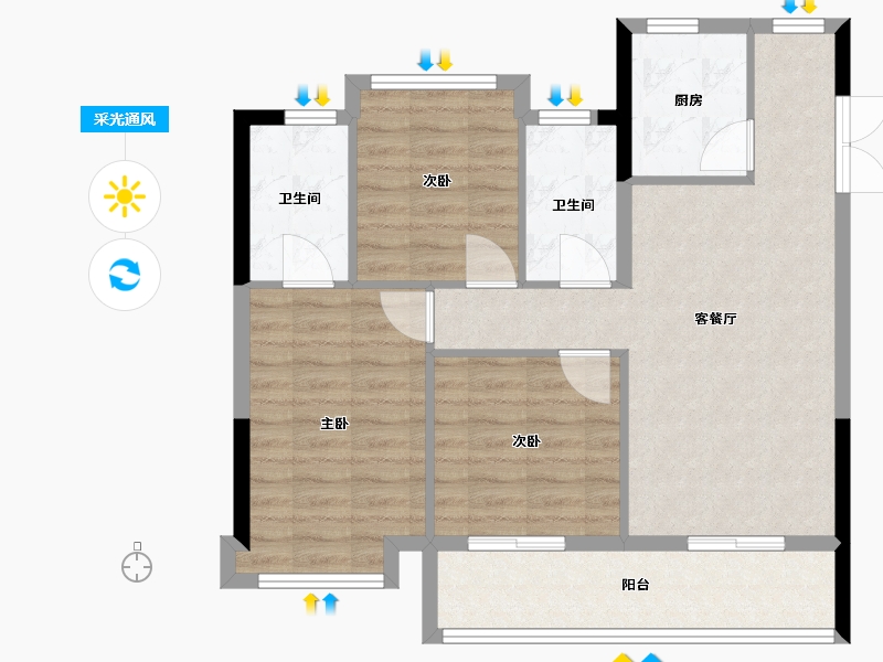 福建省-三明市-冠泰状元里-80.00-户型库-采光通风