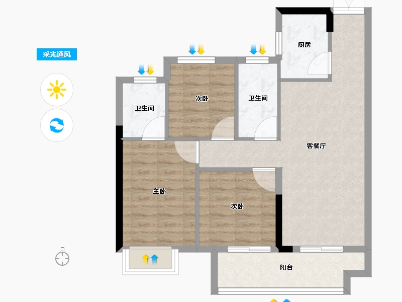 福建省-三明市-冠泰状元里-70.00-户型库-采光通风