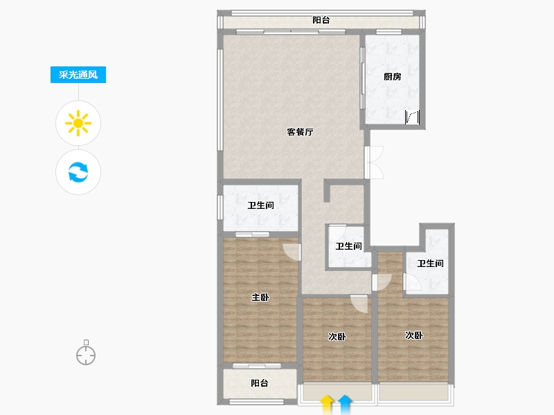 上海-上海市-东方悦澜-132.01-户型库-采光通风