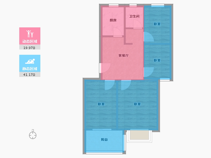 江苏省-南京市-仙居雅苑-54.64-户型库-动静分区