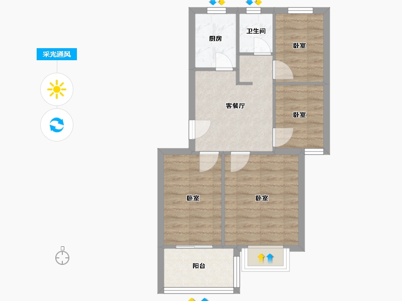 江苏省-南京市-仙居雅苑-54.64-户型库-采光通风