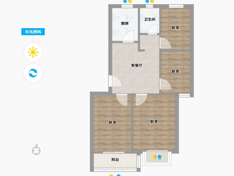 江苏省-南京市-仙居雅苑-54.32-户型库-采光通风