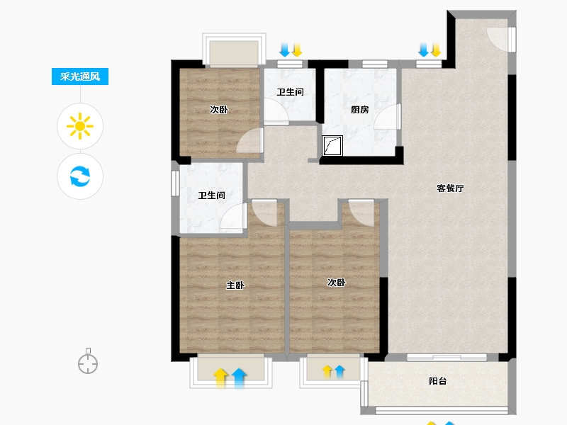 上海-上海市-中建玖海云天-94.40-户型库-采光通风