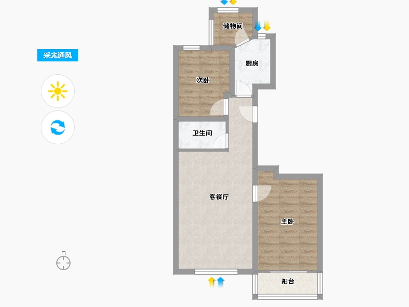 北京-北京市-北街家园(八区)-56.88-户型库-采光通风