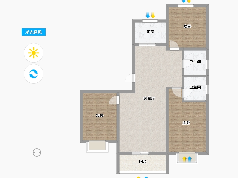 河北省-保定市-普霖第一城-101.59-户型库-采光通风