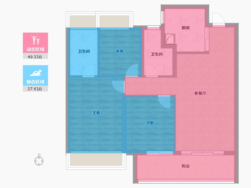 上海-上海市-东方悦澜-77.60-户型库-动静分区