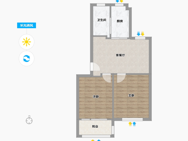 浙江省-宁波市-联丰北区-54.87-户型库-采光通风