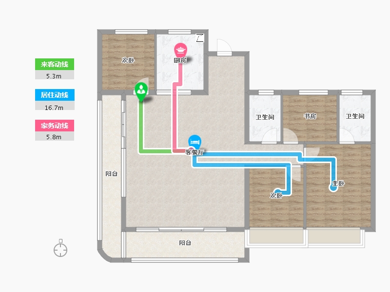 浙江省-嘉兴市-金茂上海之窗-128.04-户型库-动静线