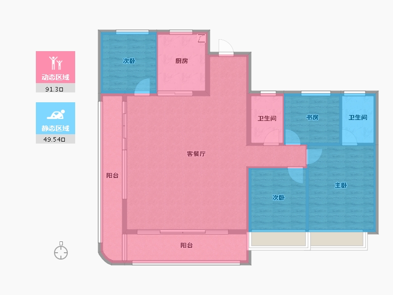 浙江省-嘉兴市-金茂上海之窗-128.04-户型库-动静分区