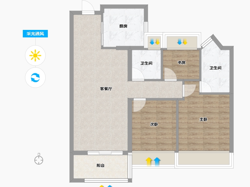 上海-上海市-建发观唐府-74.41-户型库-采光通风