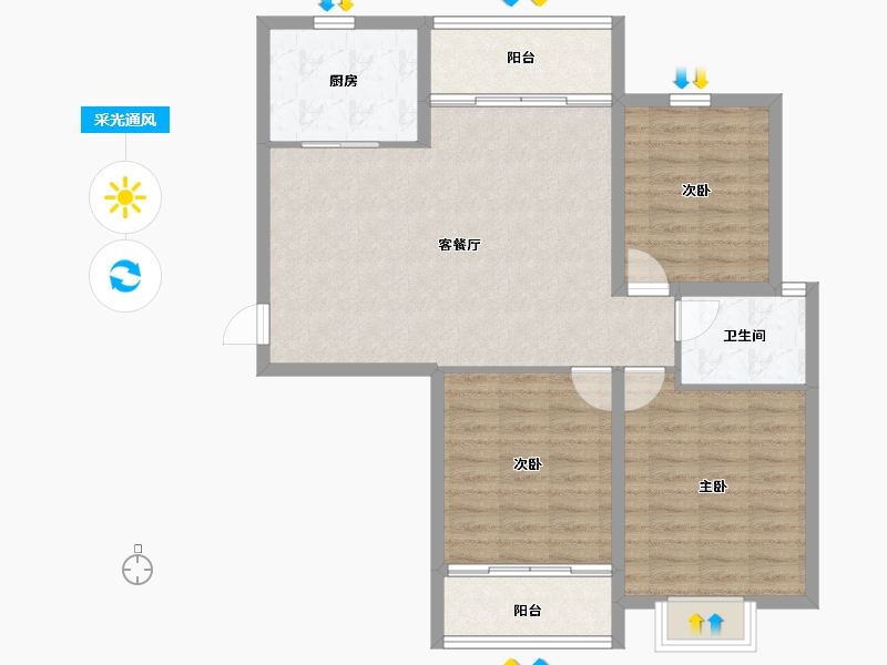 江苏省-无锡市-新丰苑-90.35-户型库-采光通风