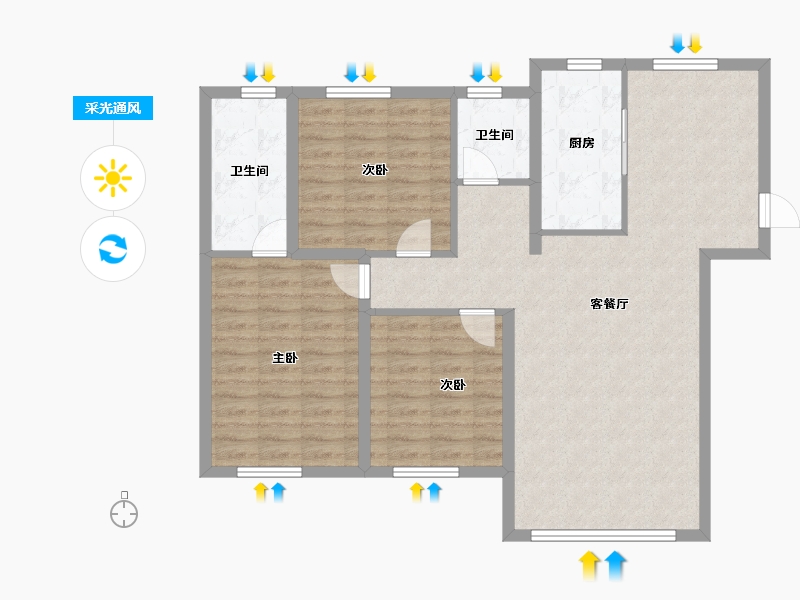 甘肃省-兰州市-浩源太和城-97.40-户型库-采光通风