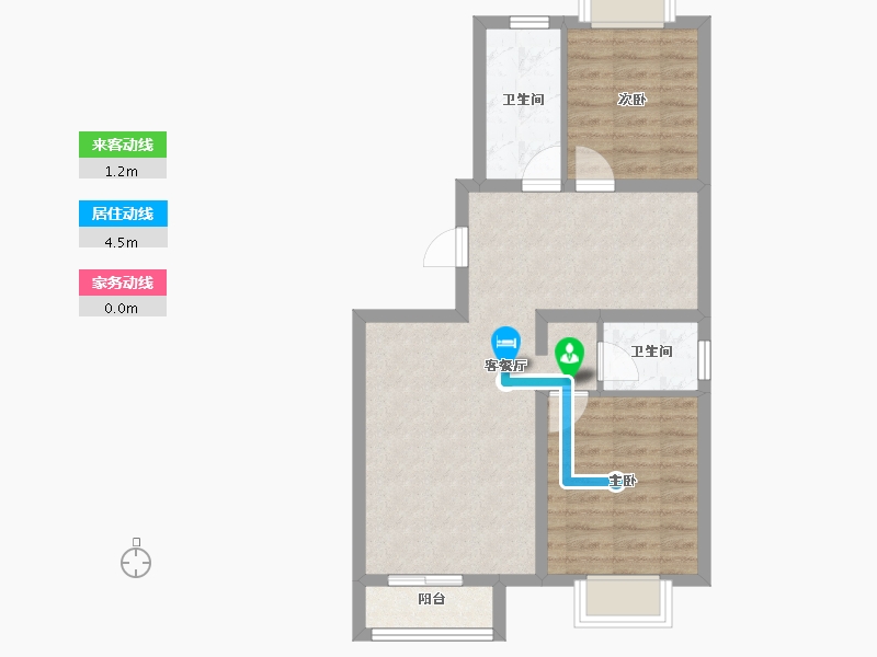 河北省-廊坊市-夏威夷蓝湾-60.70-户型库-动静线