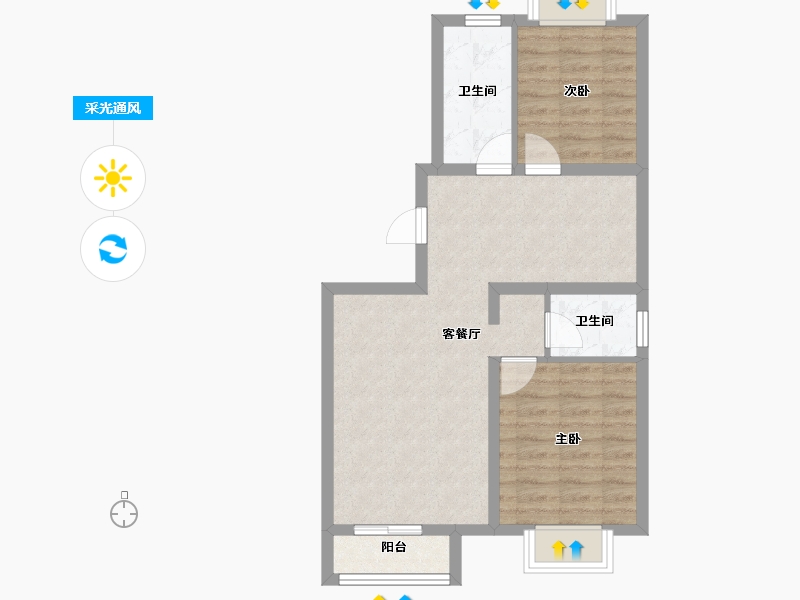 河北省-廊坊市-夏威夷蓝湾-60.70-户型库-采光通风