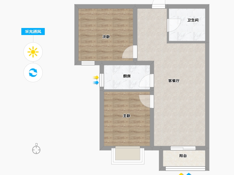 河北省-廊坊市-夏威夷蓝湾-55.04-户型库-采光通风