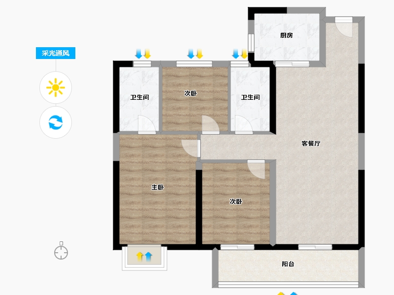 上海-上海市-花桥中骏世界城-85.00-户型库-采光通风