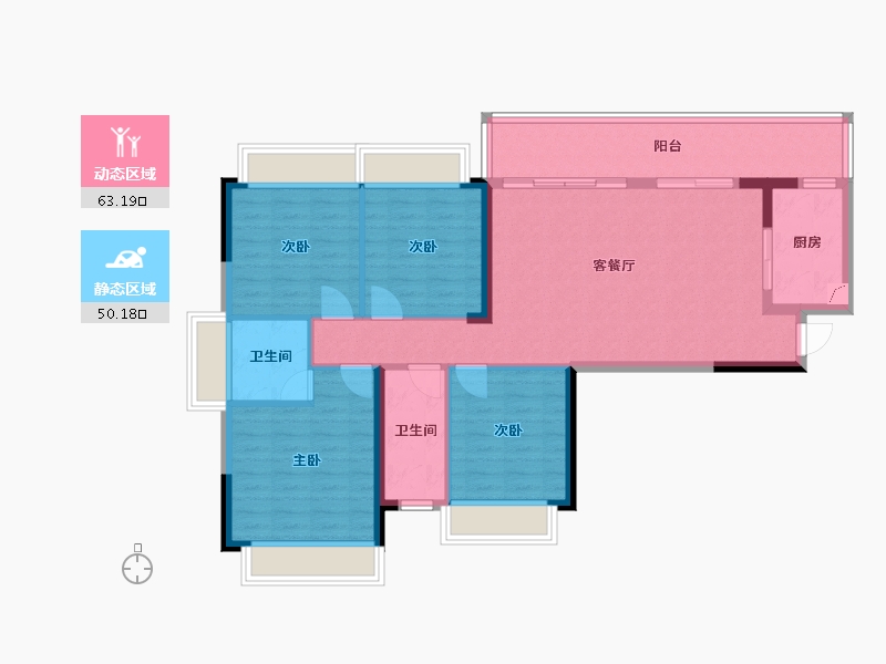 广东省-肇庆市-鸿景誉园-101.15-户型库-动静分区