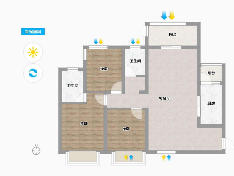 山东省-济南市-昌建·君悦府-80.72-户型库-采光通风