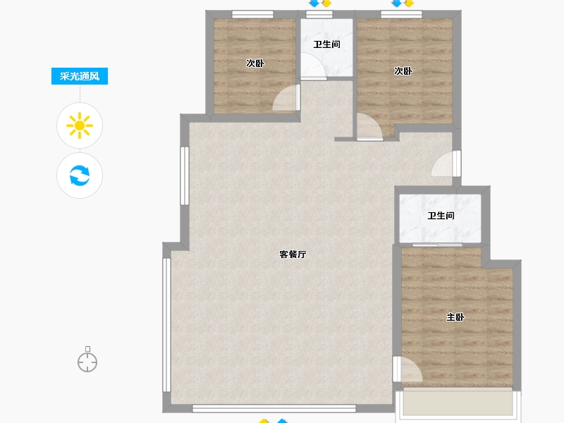 北京-北京市-龙湖建工九里熙宸-95.79-户型库-采光通风