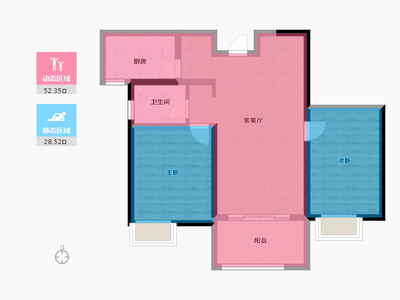 江苏省-南京市-北外滩水城·滨江雅园-71.89-户型库-动静分区