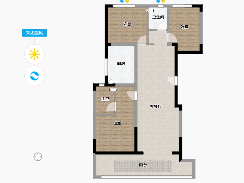 四川省-成都市-城投置地万科国宾蜀园芳菲苑-100.15-户型库-采光通风